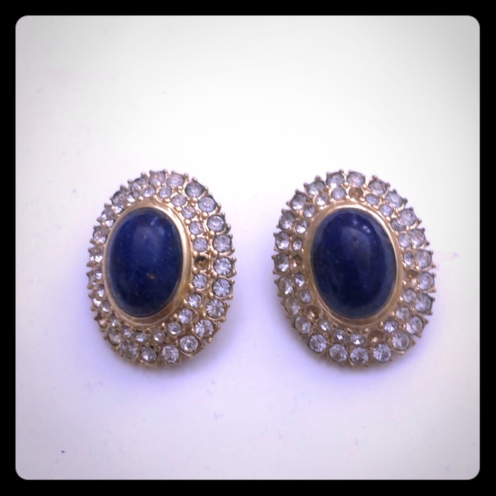 Nina Ricci Blue Clip on Earrings